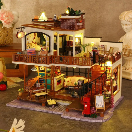 DIY Wooden Doll Houses Miniature Building Kits with Furniture Light Modern Loft Dollhouse Toys for Adults Birthday Gifts An Ant Store Store