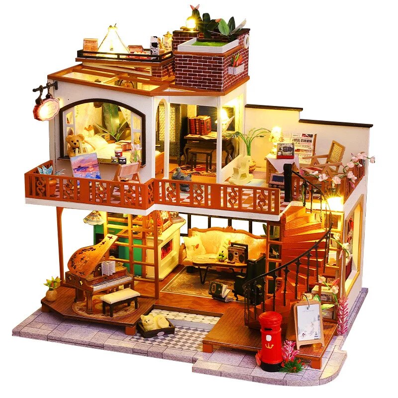 DIY Wooden Doll Houses Miniature Building Kits with Furniture Light Modern Loft Dollhouse Toys for Adults Birthday Gifts An Ant Store Store