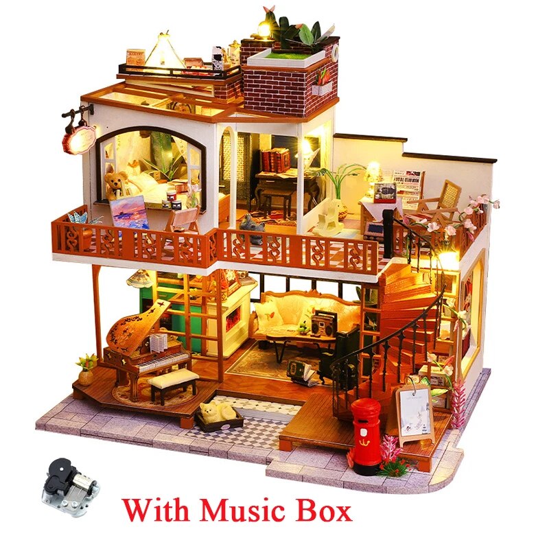 DIY Wooden Doll Houses Miniature Building Kits with Furniture Light Modern Loft Dollhouse Toys for Adults Birthday Gifts An Ant Store Store