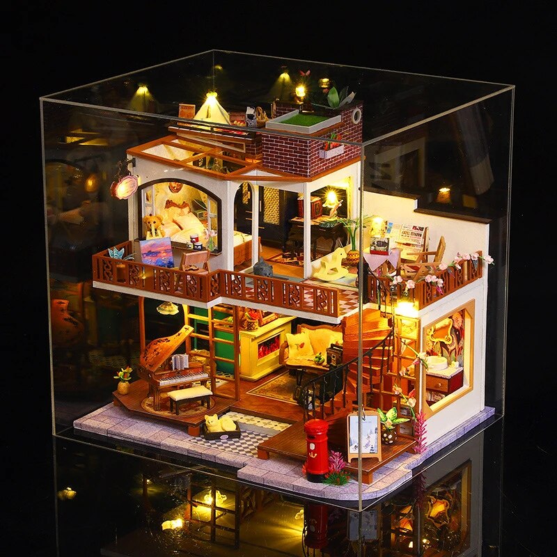 DIY Wooden Doll Houses Miniature Building Kits with Furniture Light Modern Loft Dollhouse Toys for Adults Birthday Gifts An Ant Store Store