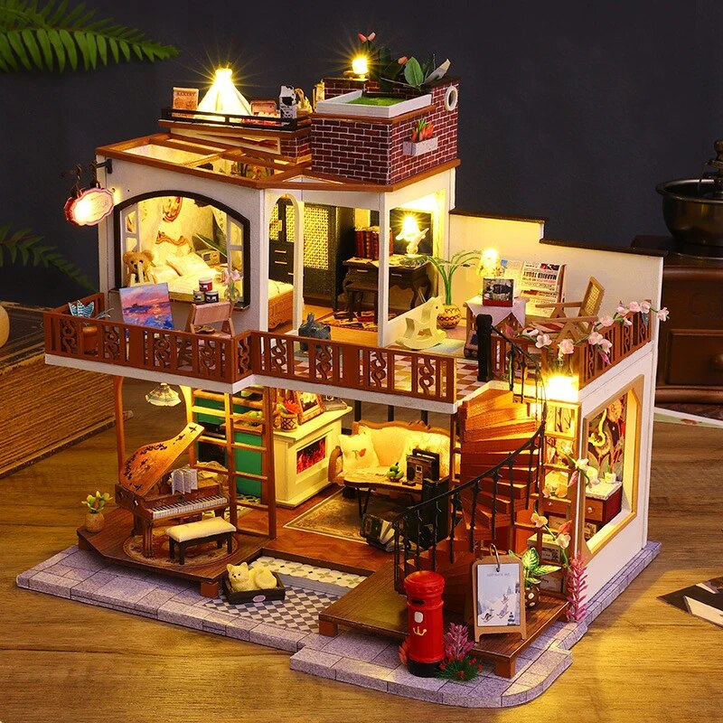 DIY Wooden Doll Houses Miniature Building Kits with Furniture Light Modern Loft Dollhouse Toys for Adults Birthday Gifts An Ant Store Store