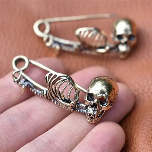 Dark Retro Gothic Skull Safety Brooches Blankets Scarves Sweater Pin Halloween Vintage Jewelry Accessory ShopOnlyDeal