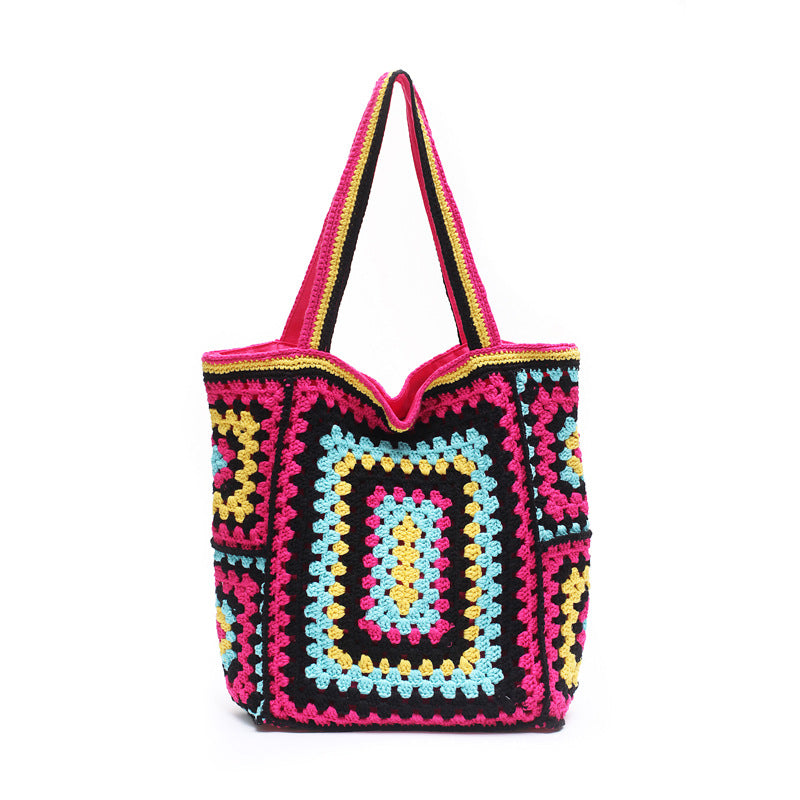 Bohemian Crochet Women Shoulder Bags - Knitting Large Capacity Tote Bag for Casual Style - Lady Handbags, Big Shopper Purses, Summer Beach Bags with a Boho Vibe HISUELY 88 Store