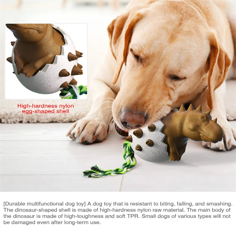 Engage Your Dog with Interactive Dinosaur Egg Chew Toy - Bulldog Molar Toothbrush Stick for Anxiety Relief and Dental Health ShopOnlyDeal