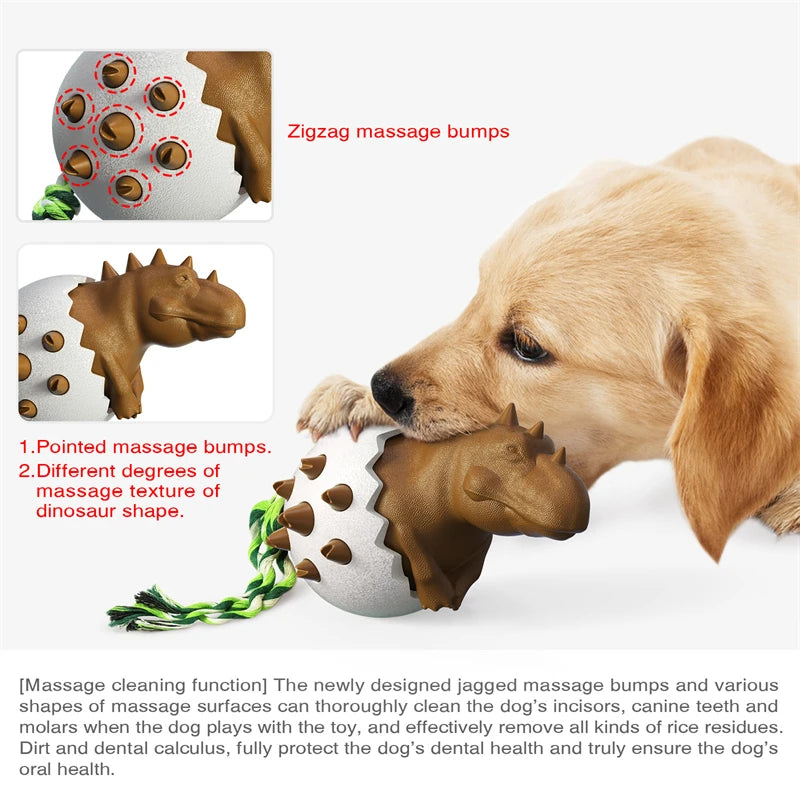 Engage Your Dog with Interactive Dinosaur Egg Chew Toy - Bulldog Molar Toothbrush Stick for Anxiety Relief and Dental Health ShopOnlyDeal