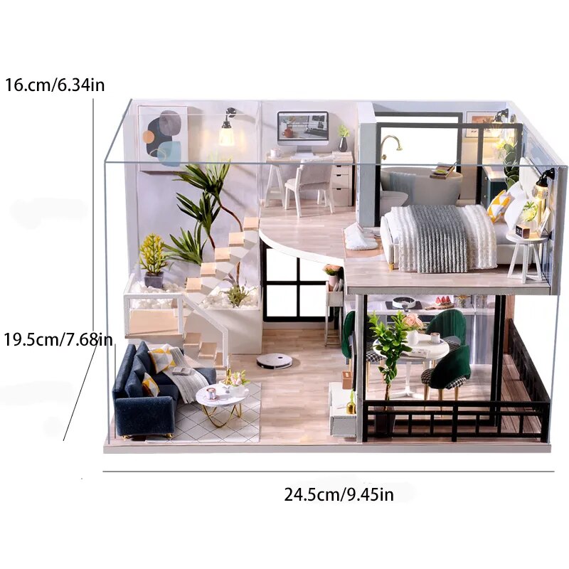 Doll House Kit 3D Wooden Mini Doll House Assembly Building with Furniture Kit Toys Children's Birthday Gift DIY Handmade 3D Jigs ShopOnlyDeal