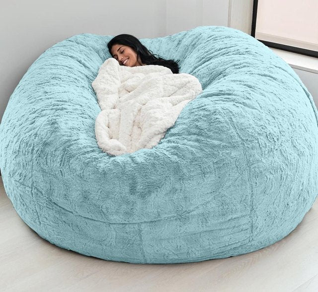 Giant Bean Bag 7ft Giant Fur Cover Living Room Furniture Big Round Soft Washable Fluffy Faux Fur BeanBag Lazy Sofa Bed Coat ShopOnlyDeal