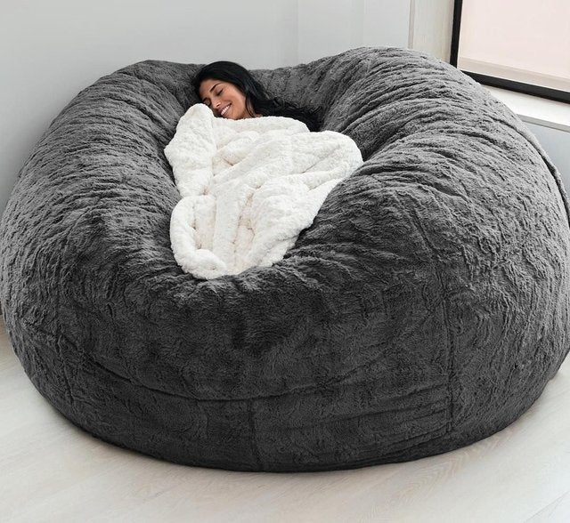 Giant Bean Bag 7ft Giant Fur Cover Living Room Furniture Big Round Soft Washable Fluffy Faux Fur BeanBag Lazy Sofa Bed Coat ShopOnlyDeal