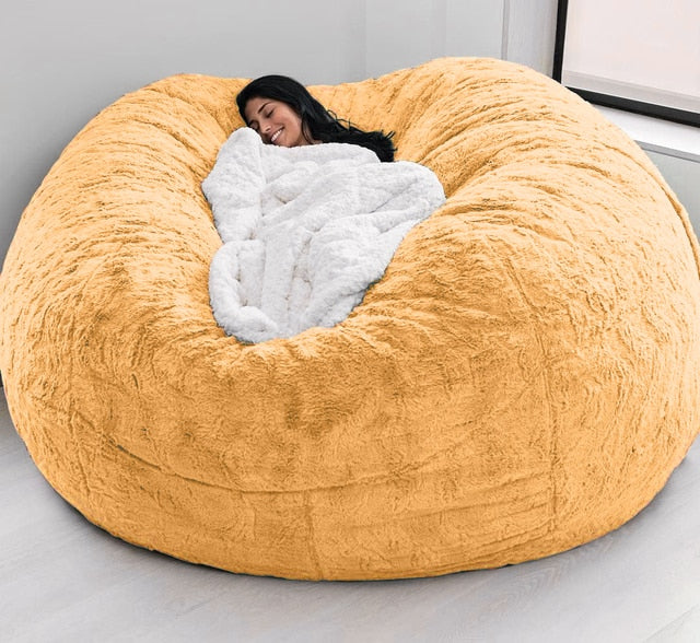 Giant Bean Bag 7ft Giant Fur Cover Living Room Furniture Big Round Soft Washable Fluffy Faux Fur BeanBag Lazy Sofa Bed Coat ShopOnlyDeal