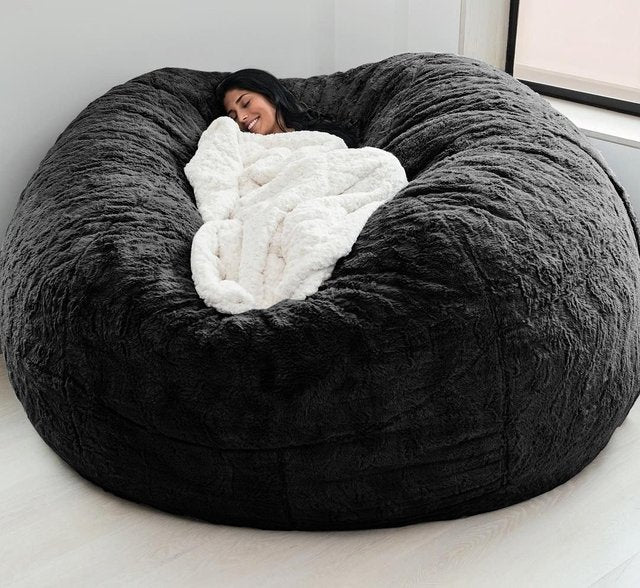 Giant Bean Bag 7ft Giant Fur Cover Living Room Furniture Big Round Soft Washable Fluffy Faux Fur BeanBag Lazy Sofa Bed Coat ShopOnlyDeal