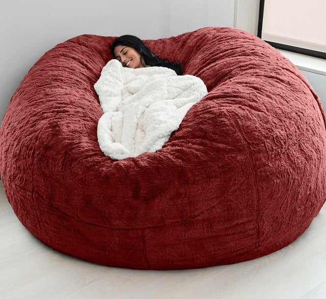 Giant Bean Bag 7ft Giant Fur Cover Living Room Furniture Big Round Soft Washable Fluffy Faux Fur BeanBag Lazy Sofa Bed Coat ShopOnlyDeal