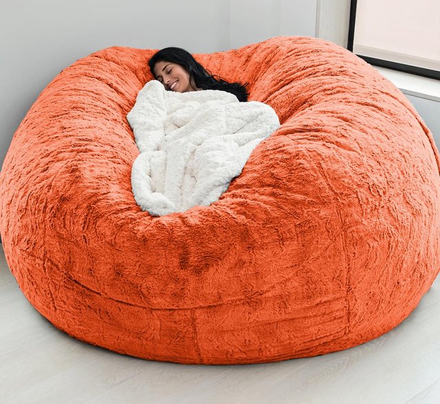 Giant Bean Bag 7ft Giant Fur Cover Living Room Furniture Big Round Soft Washable Fluffy Faux Fur BeanBag Lazy Sofa Bed Coat ShopOnlyDeal