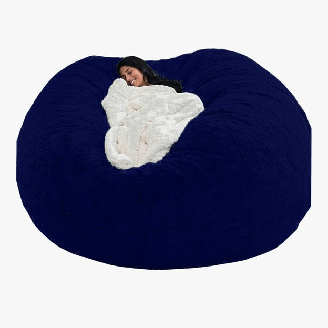 Giant Bean Bag 7ft Giant Fur Cover Living Room Furniture Big Round Soft Washable Fluffy Faux Fur BeanBag Lazy Sofa Bed Coat ShopOnlyDeal