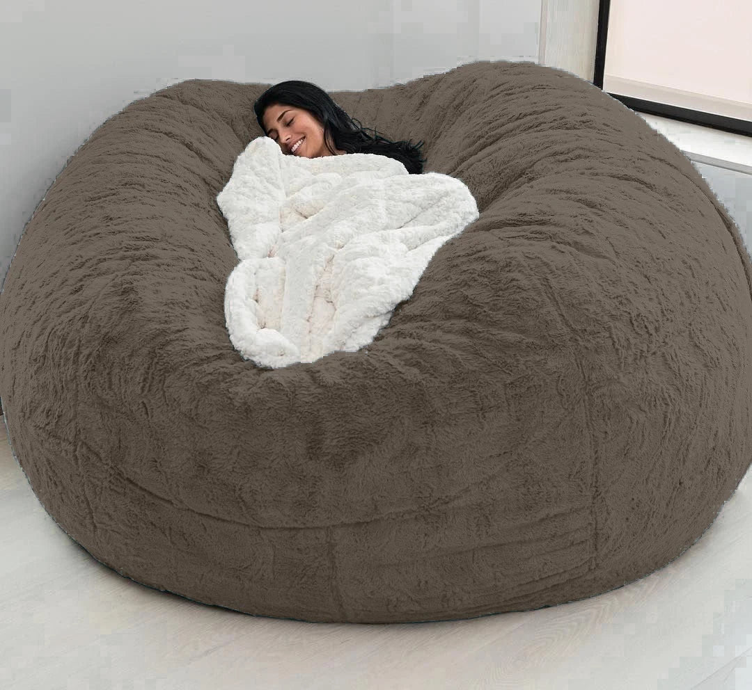 Giant Bean Bag 7ft Cover Fur Living Room Furniture Big Round Soft Fluffy Faux Fur BeanBag Lazy Sofa Bed Coat ShopOnlyDeal