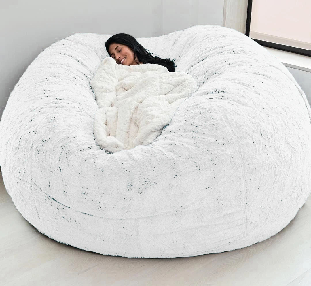 Giant Bean Bag 7ft Cover Fur Living Room Furniture Big Round Soft Fluffy Faux Fur BeanBag Lazy Sofa Bed Coat ShopOnlyDeal