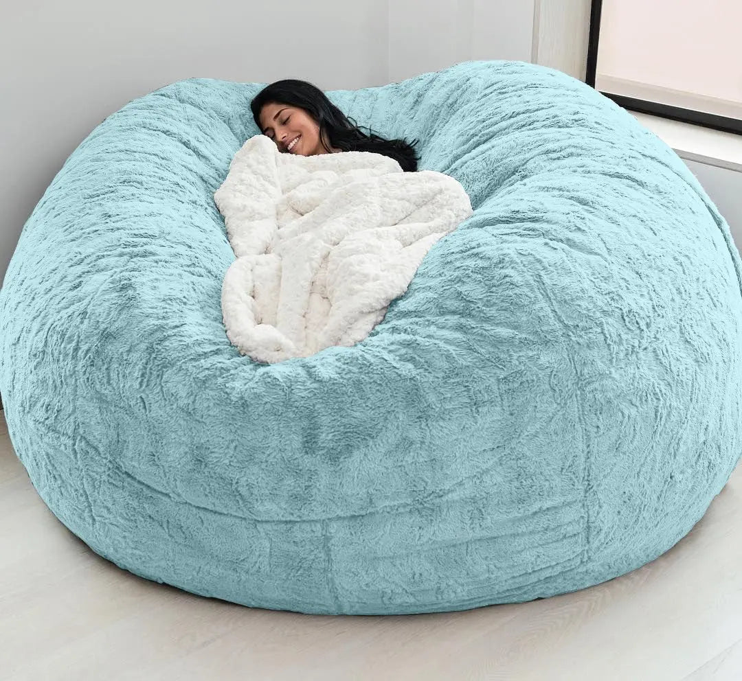 Giant Bean Bag 7ft Cover Fur Living Room Furniture Big Round Soft Fluffy Faux Fur BeanBag Lazy Sofa Bed Coat ShopOnlyDeal