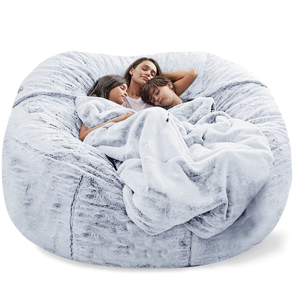 Giant Bean Bag 7ft Cover Fur Living Room Furniture Big Round Soft Fluffy Faux Fur BeanBag Lazy Sofa Bed Coat ShopOnlyDeal