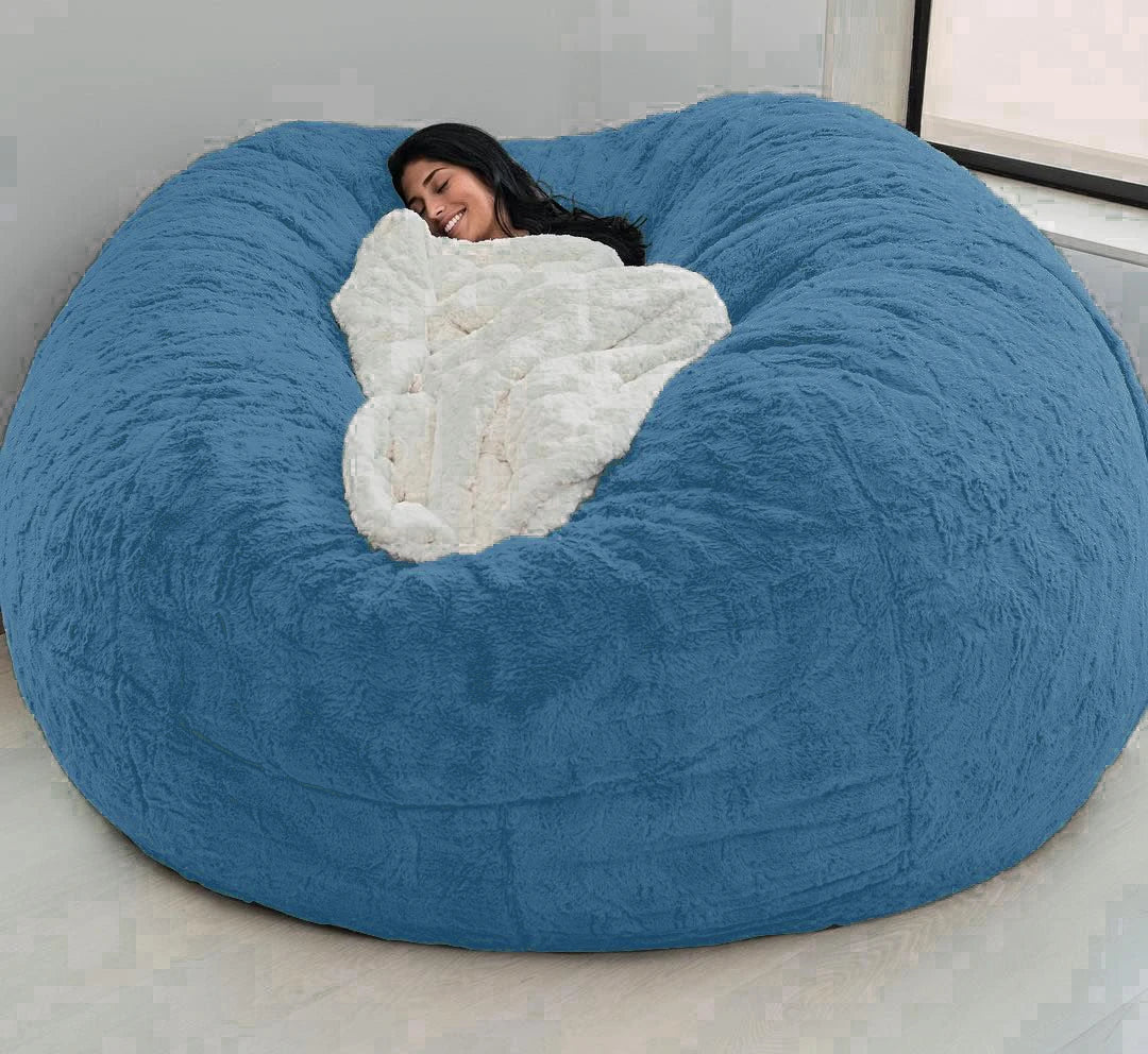 Giant Bean Bag 7ft Cover Fur Living Room Furniture Big Round Soft Fluffy Faux Fur BeanBag Lazy Sofa Bed Coat ShopOnlyDeal