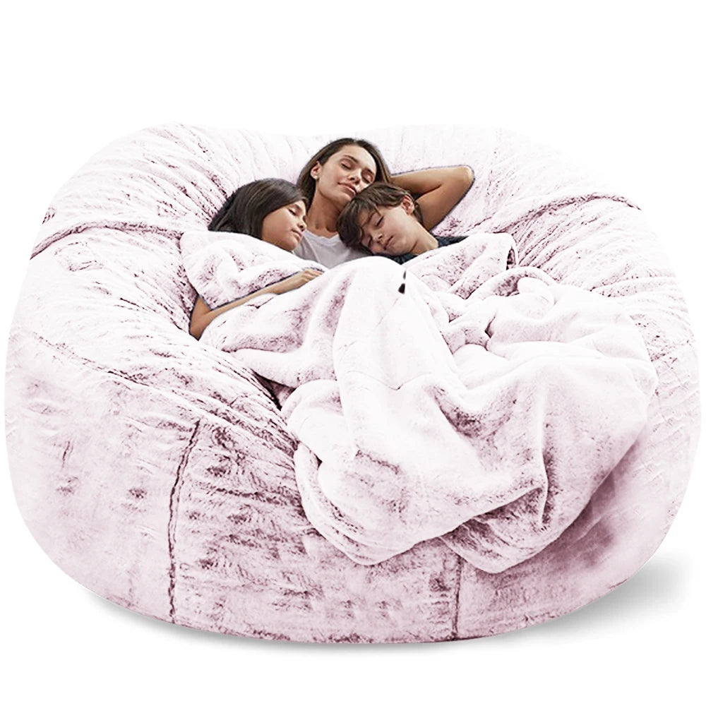 Giant Bean Bag 7ft Cover Fur Living Room Furniture Big Round Soft Fluffy Faux Fur BeanBag Lazy Sofa Bed Coat ShopOnlyDeal