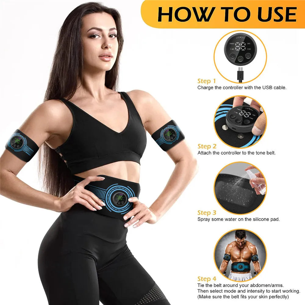 EMS Muscle Stimulator Abdominal Toning Belt - Abs Muscle Toner for Home Gym Fitness Training, Slim Body, Lose Weight ShopOnlyDeal