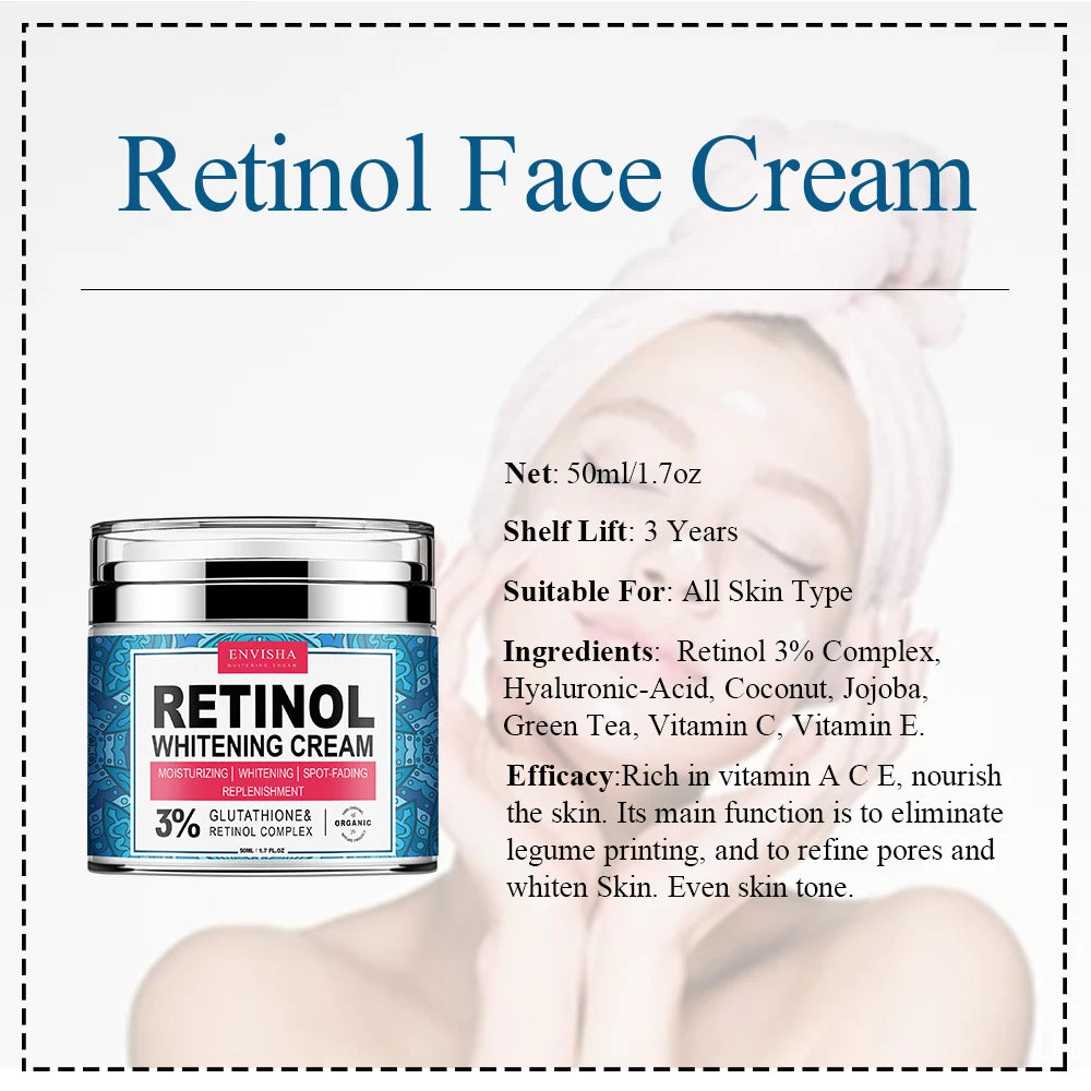 ENVISHA Neck Retinol Face Cream Vitamin Collagen Whitening Anti-Wrinkle Aging Moisturizer Skin Care Hyaluronic Acid Whitening ENVISHA Official Store