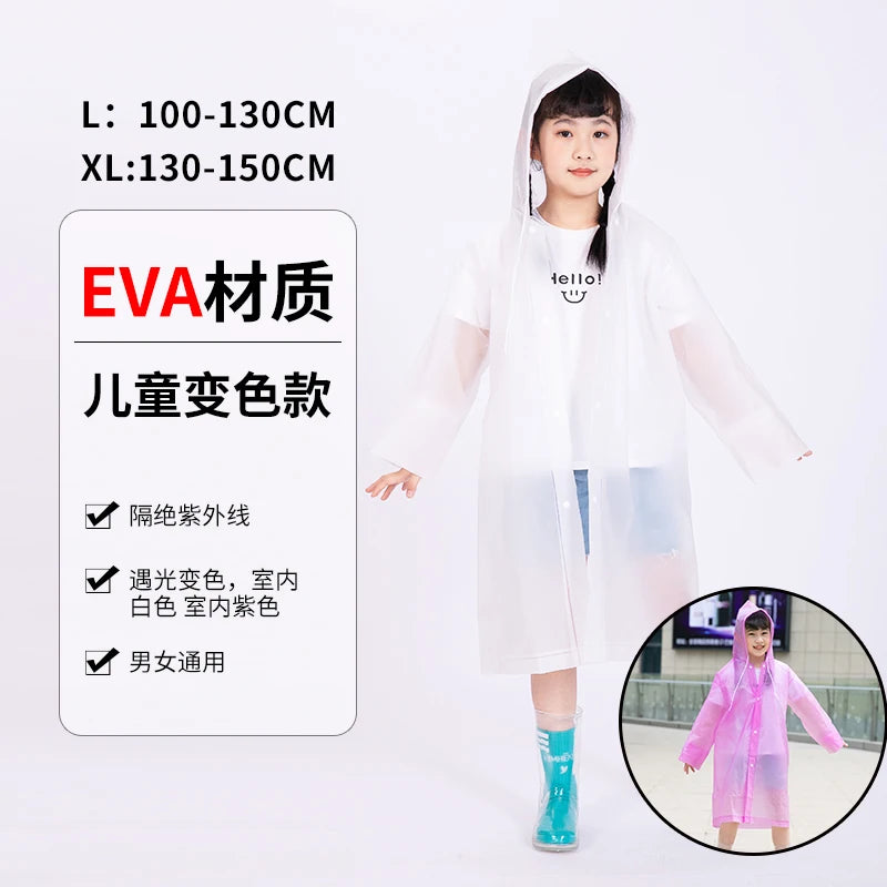 EVA Thickened Children Raincoat Reusable Transparent Fashion Hooded Rain Coat Girl And Boy Outdoor Tour Cute Raincoat ShopOnlyDeal