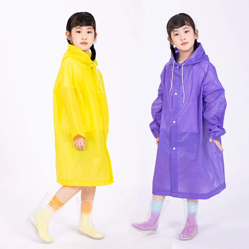 EVA Thickened Children Raincoat Reusable Transparent Fashion Hooded Rain Coat Girl And Boy Outdoor Tour Cute Raincoat ShopOnlyDeal