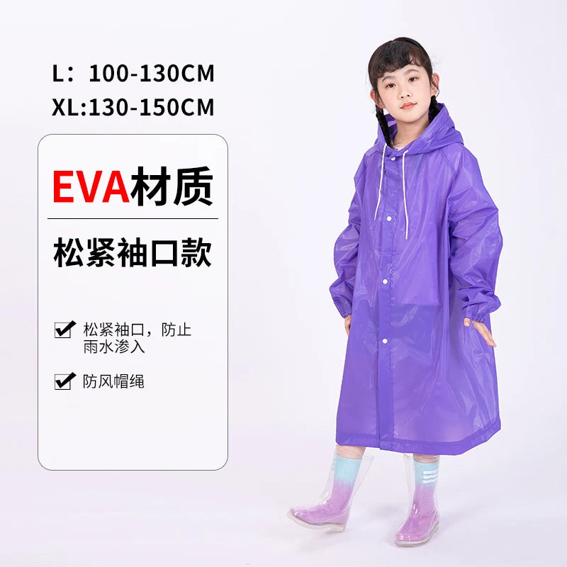 EVA Thickened Children Raincoat Reusable Transparent Fashion Hooded Rain Coat Girl And Boy Outdoor Tour Cute Raincoat ShopOnlyDeal