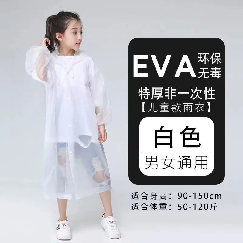 EVA Thickened Children Raincoat Reusable Transparent Fashion Hooded Rain Coat Girl And Boy Outdoor Tour Cute Raincoat ShopOnlyDeal