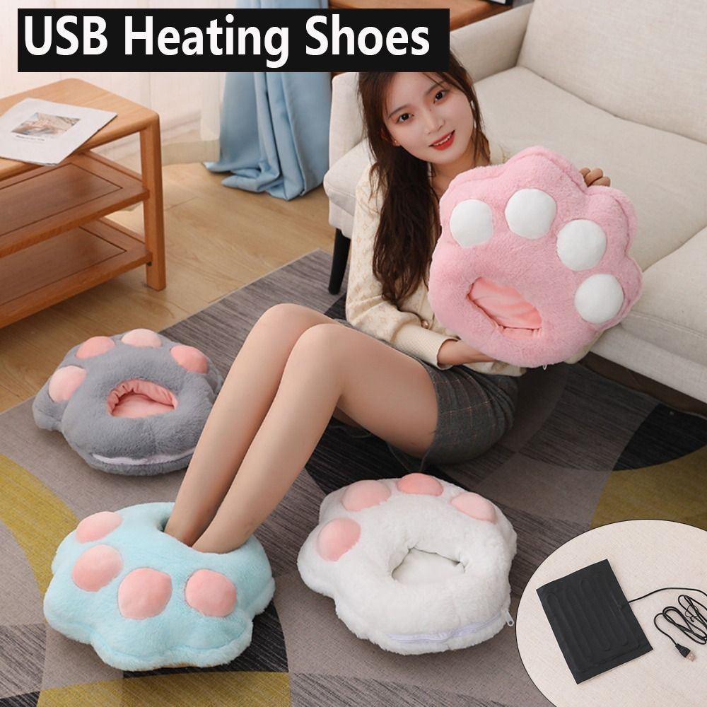 Electric Heated Foot Warmer Shoes USB Charging Winter Cute Plush Slippers Home Bedroom Heating Slippers For Women Men ShopOnlyDeal