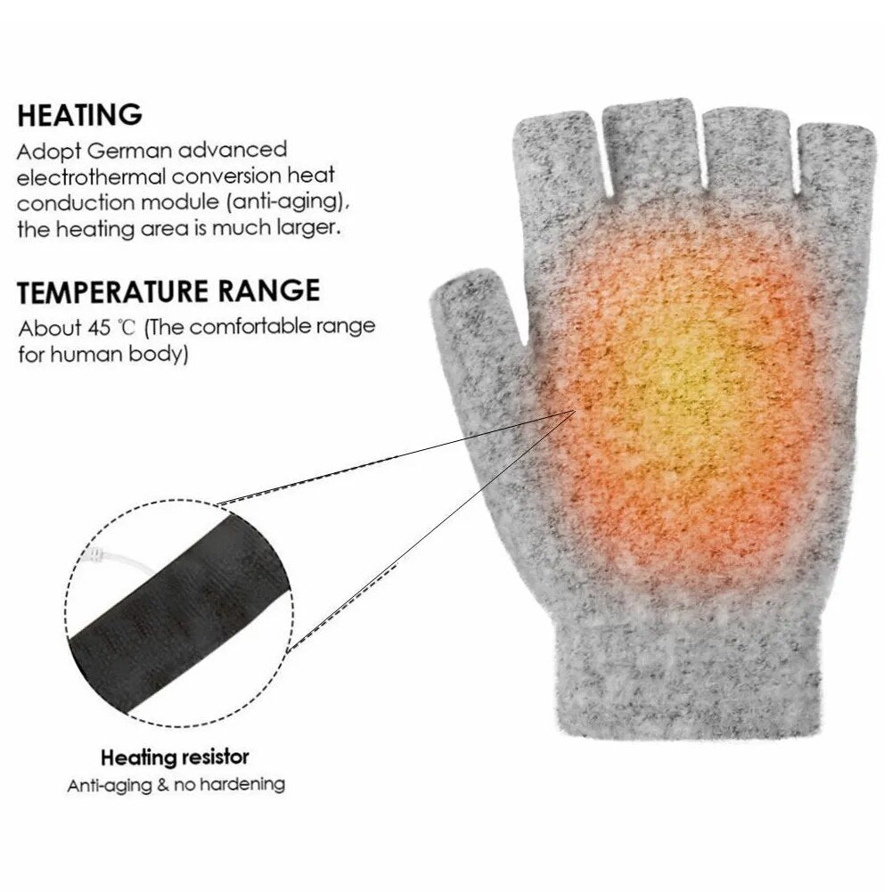 Electric Heated Gloves Hand Warmers Mittens Heater Rechargeable USB Reusable Winter Warm Heating Laptop for Women Men ShopOnlyDeal