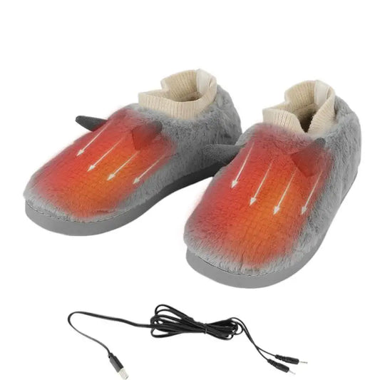 Electric Soft Plush Foot Warmer Slippers Washable USB Charging Heating Shoes for Christmas Men Women Home Shoes and Boots ShopOnlyDeal