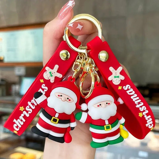 3D Snowman Santa Claus Elk Deer Exquisite Soft Silicone Christmas Doll Keyrings Women Girls Bag Ornaments New Year Party Gifts ShopOnlyDeal