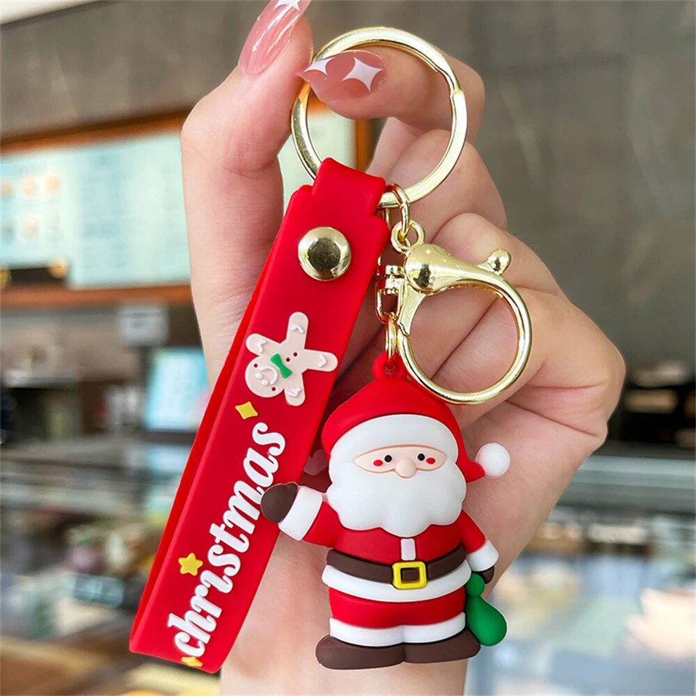 3D Snowman Santa Claus Elk Deer Exquisite Soft Silicone Christmas Doll Keyrings Women Girls Bag Ornaments New Year Party Gifts ShopOnlyDeal