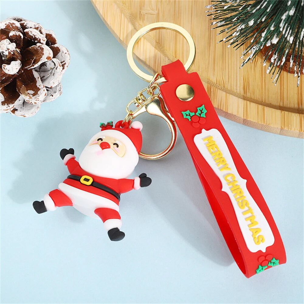 3D Snowman Santa Claus Elk Deer Exquisite Soft Silicone Christmas Doll Keyrings Women Girls Bag Ornaments New Year Party Gifts ShopOnlyDeal