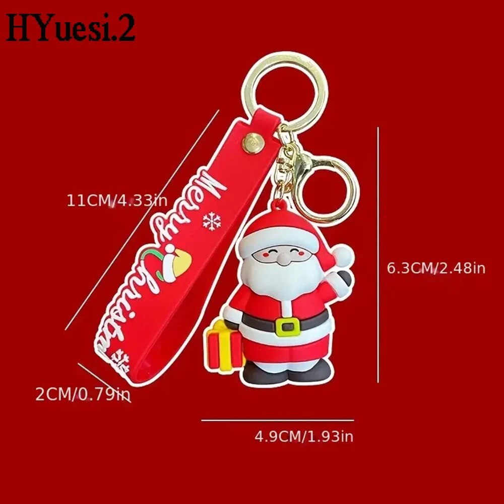 3D Snowman Santa Claus Elk Deer Exquisite Soft Silicone Christmas Doll Keyrings Women Girls Bag Ornaments New Year Party Gifts ShopOnlyDeal