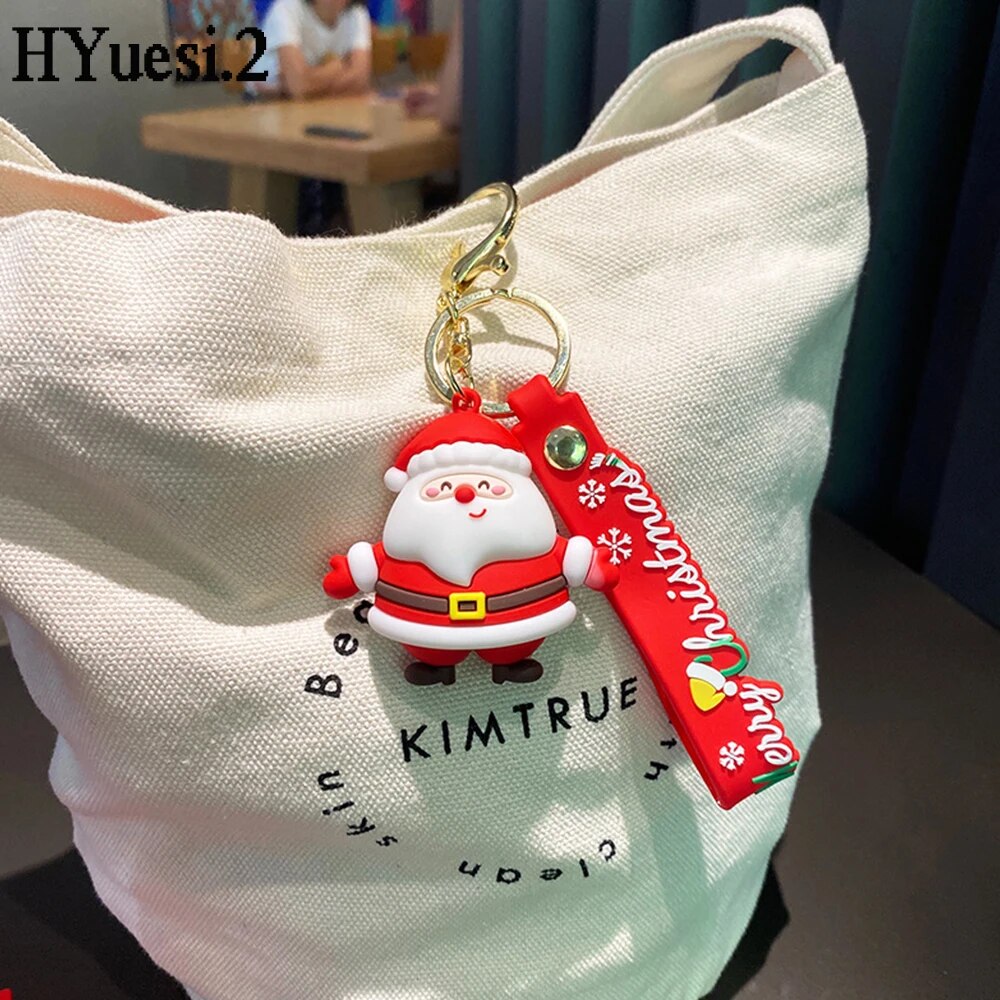 3D Snowman Santa Claus Elk Deer Exquisite Soft Silicone Christmas Doll Keyrings Women Girls Bag Ornaments New Year Party Gifts ShopOnlyDeal