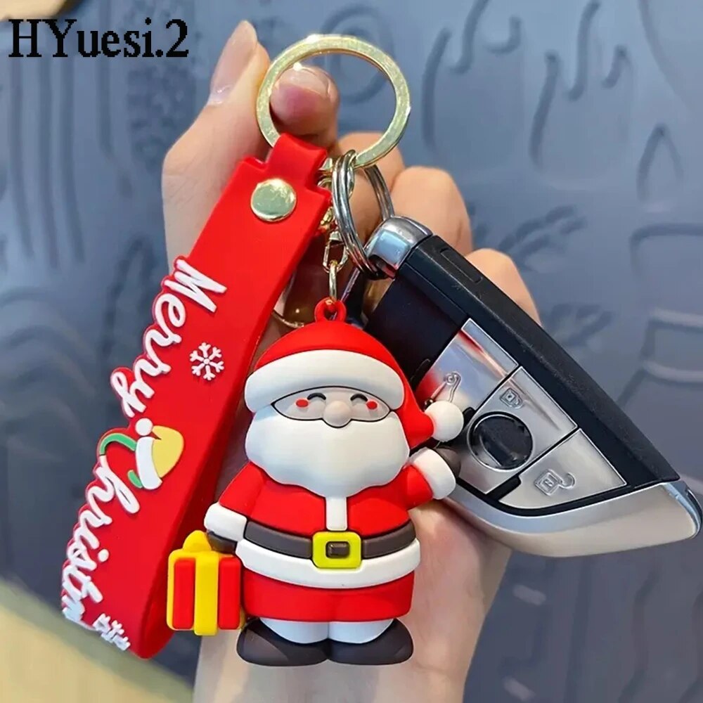 3D Snowman Santa Claus Elk Deer Exquisite Soft Silicone Christmas Doll Keyrings Women Girls Bag Ornaments New Year Party Gifts ShopOnlyDeal