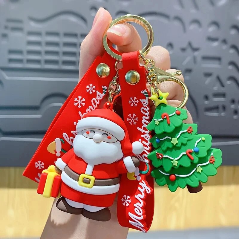 3D Snowman Santa Claus Elk Deer Exquisite Soft Silicone Christmas Doll Keyrings Women Girls Bag Ornaments New Year Party Gifts ShopOnlyDeal