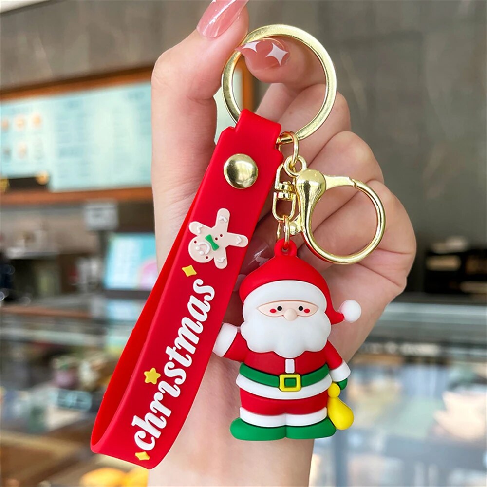 3D Snowman Santa Claus Elk Deer Exquisite Soft Silicone Christmas Doll Keyrings Women Girls Bag Ornaments New Year Party Gifts ShopOnlyDeal