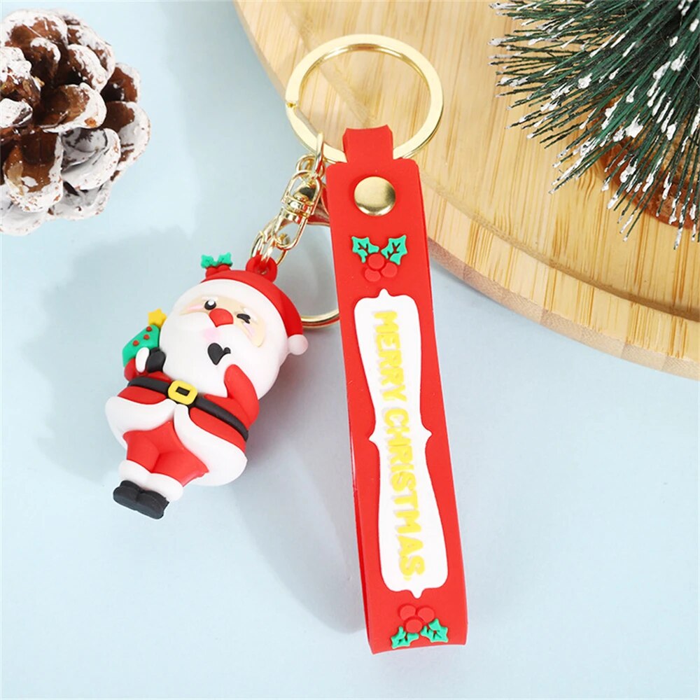 3D Snowman Santa Claus Elk Deer Exquisite Soft Silicone Christmas Doll Keyrings Women Girls Bag Ornaments New Year Party Gifts ShopOnlyDeal