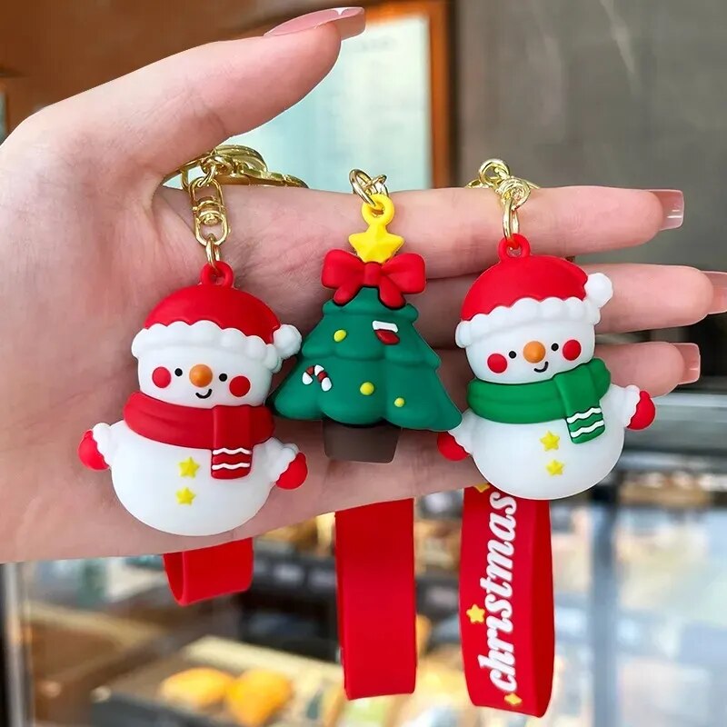 3D Snowman Santa Claus Elk Deer Exquisite Soft Silicone Christmas Doll Keyrings Women Girls Bag Ornaments New Year Party Gifts ShopOnlyDeal