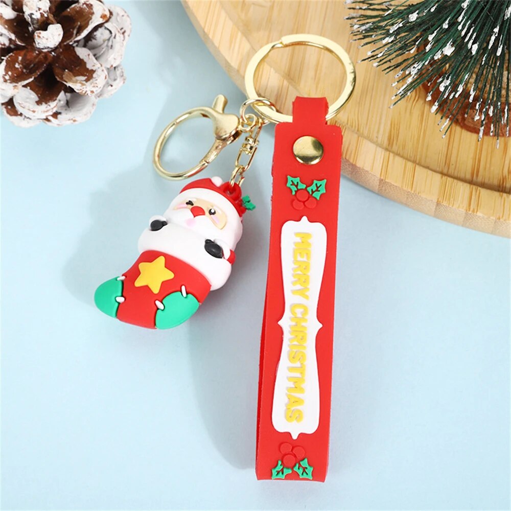 3D Snowman Santa Claus Elk Deer Exquisite Soft Silicone Christmas Doll Keyrings Women Girls Bag Ornaments New Year Party Gifts ShopOnlyDeal