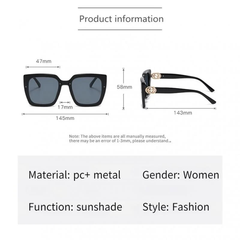 Fashion Square Large Frame Sunglasses Women European And American Fashion UV Resistant Glasses Party Shades ShopOnlyDeal