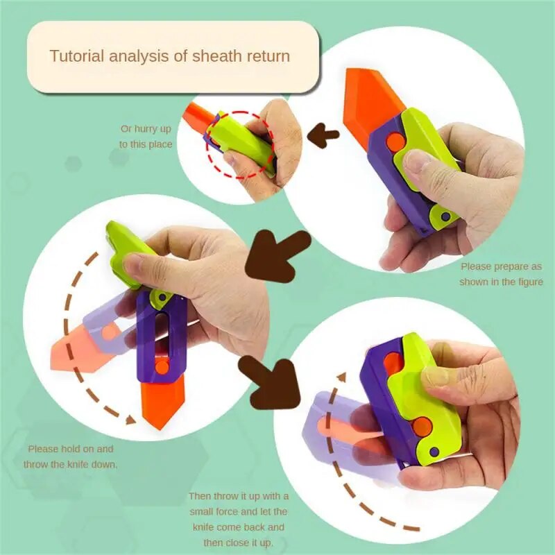 Fidget Toys For Children Aldult 3D Carrot Gravity Knife Decompression Push Card Small Toy 3D Printing Plastic Carrot Knife Gift Kids Toy House Store