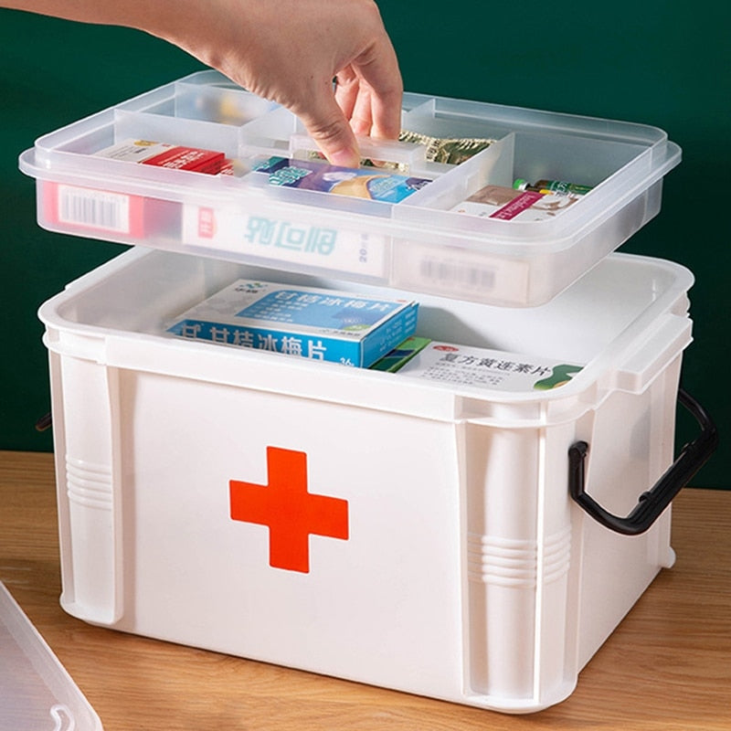 First Aid Kit Medicine Storage Box Portable Emergency Box Household Double Layers Medicine Boxes Medical Kit Storage Organizer Uptrends