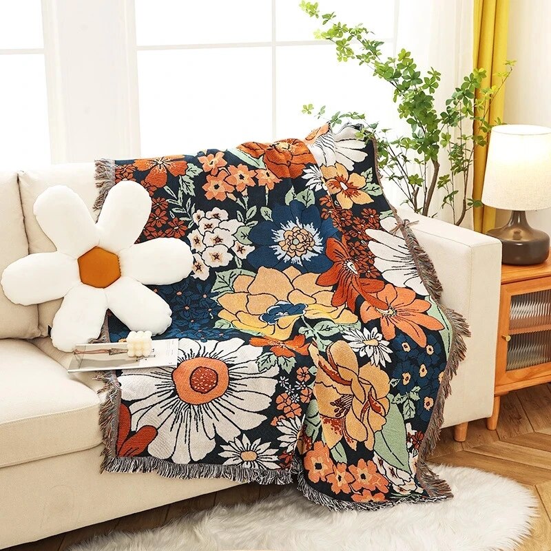 Floral Blankets For Beds Sofa Boho Bed Throw Cover Aesthetic Soft Cotton Bedspread Blanket Living Room Decoration for Home ShopOnlyDeal