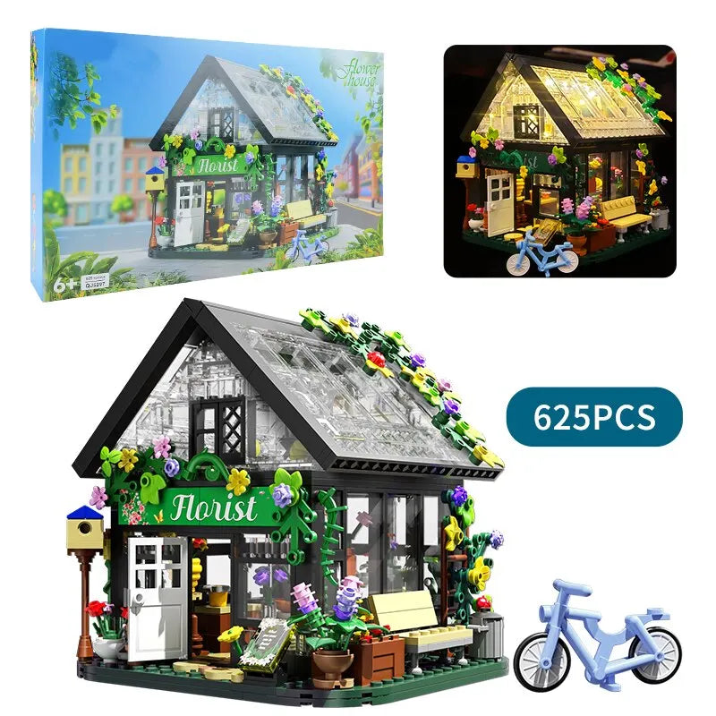 Flower House Building Set, with LED Lights Warmth Building Blocks Set Gift for Kids Children Boys Girls Educational Toys Cutesliving Store