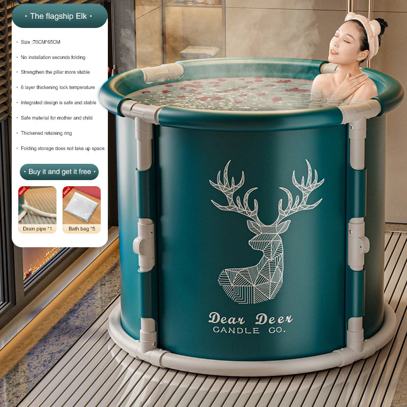 Folding Bath Bucket Adult Whole Body Large Bathtub Thicken Shower Barrel Portable Inflatable Available Foldable Tub Spa Bathtub Sparkle Home Store