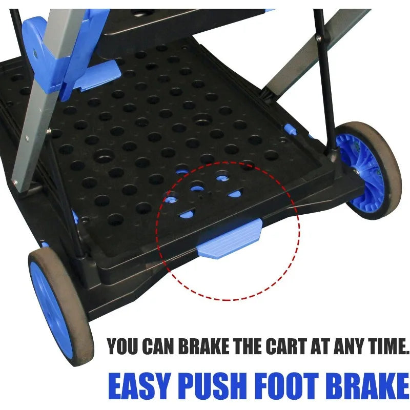 Folding Shopping Cart, Two Tier Collapsible Cart with One Crate, Heavy Duty Utility Cart with Multiple Uses Folding Trolley Shop1103077304 Store